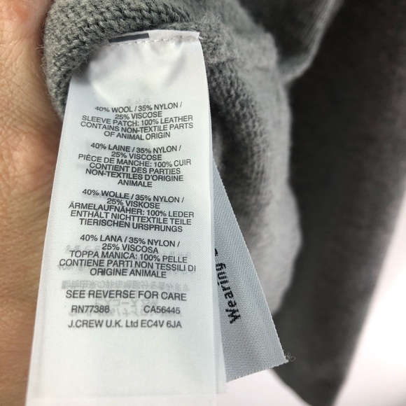 J.Crew Women's Wool Blend Patch Sleeve Sweater V Neck Sz S Pullover Gray Preppy - Picture 8 of 8